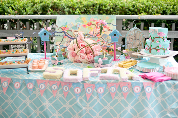 Cherry Blossom and Bird Thmed First Birthday Party
