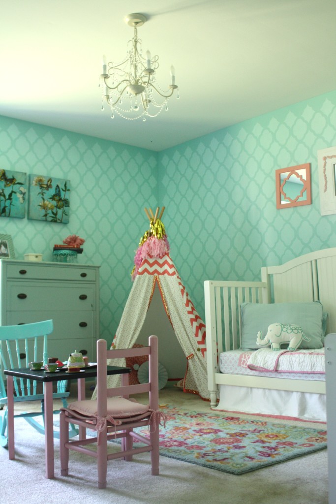 Coral and Robin's Egg Blue Big Girl Room || Sarah Sofia Productions