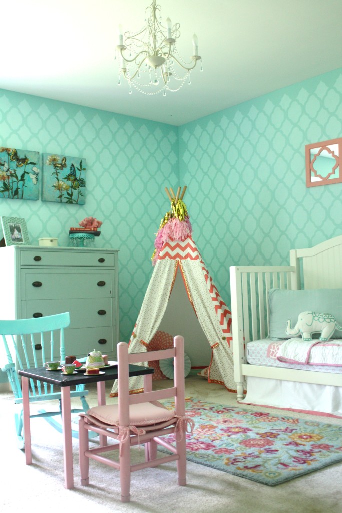 Coral and Robin's Egg Blue Big Girl Room || Sarah Sofia Productions